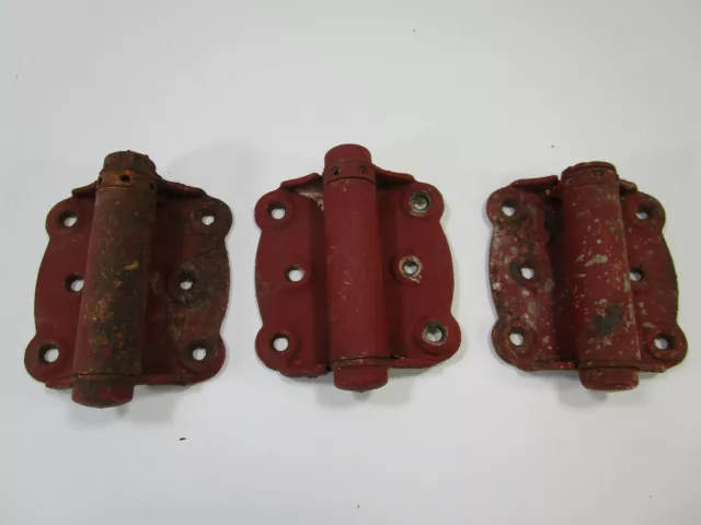 Set 3 Antique Vintage Victorian Iron? Brass? Spring Load Screen Door Hinges