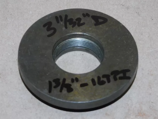 Lathe Chuck Mounting Plate 3 11/32" diameter with 1 3/8"- 16TPI threads