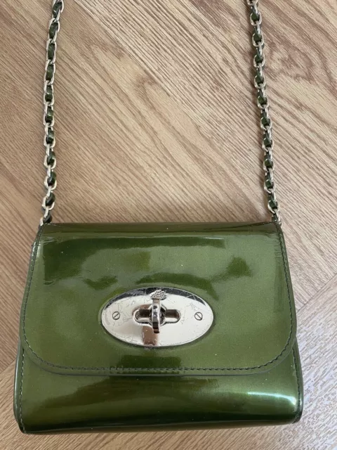 Mulberry Mini Lily crossbody bag - mirror leather, olive green - RRP £595