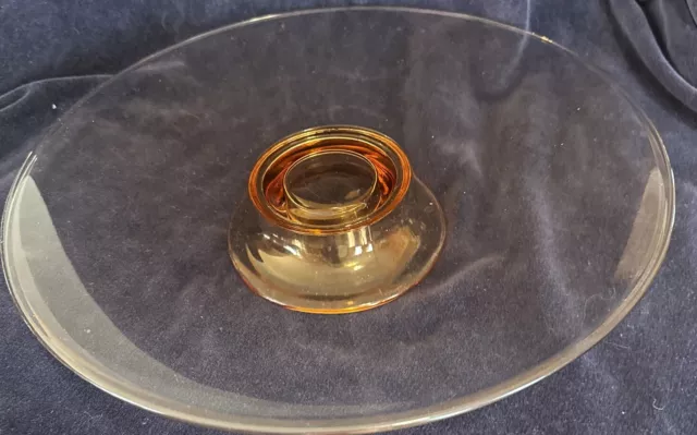 Vintage Amber Elegant Glass Low Pedestal Cake Stand 12”.