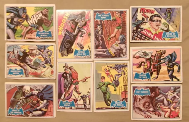 TEN! 1966 Batman Trading Cards Topps Blue Bat GREAT TOYBOX FIND COMIC BOOK HERO