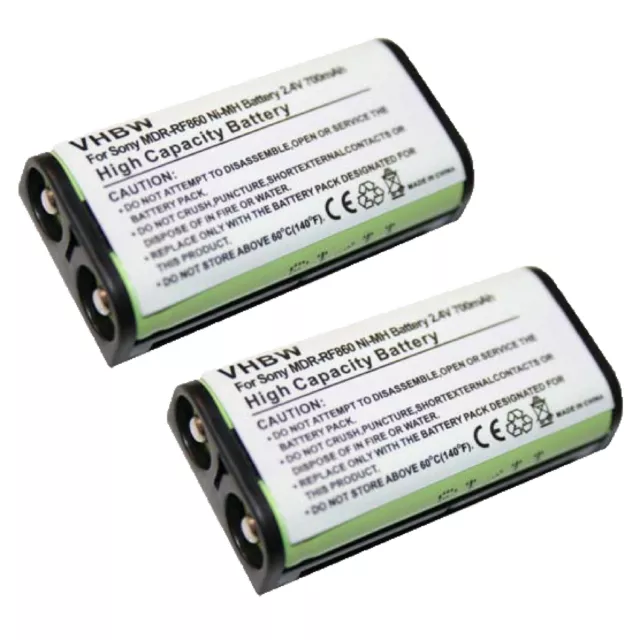 2x Batterie pour Sony MDR-RF860RK MDR-RF860R MDR-RF925 MDR-RF860 700mAh 2,4V