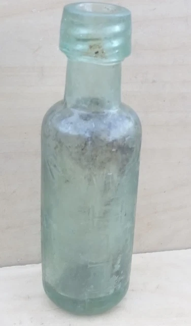 VINTAGE- OLD "  Whites R W & S Ltd white " GLASS BOTTLE 7" inches clear aqua