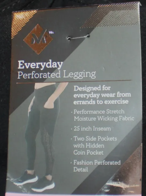NWT Member's Mark Active Perforated Pocket Legging Black Heather