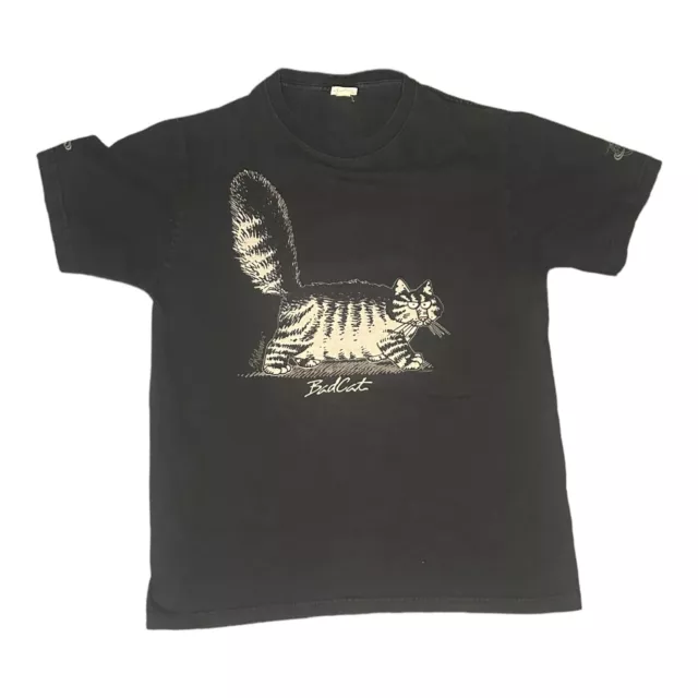 Vintage 90s Kliban Cat Maui Hawaii Bad Black T-Shirt Size S Small