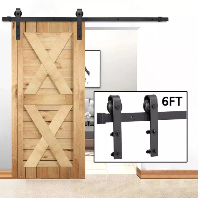 6FT Sliding Barn Door Hardware Kit Modern Closet Hang Style Garage Track Rail