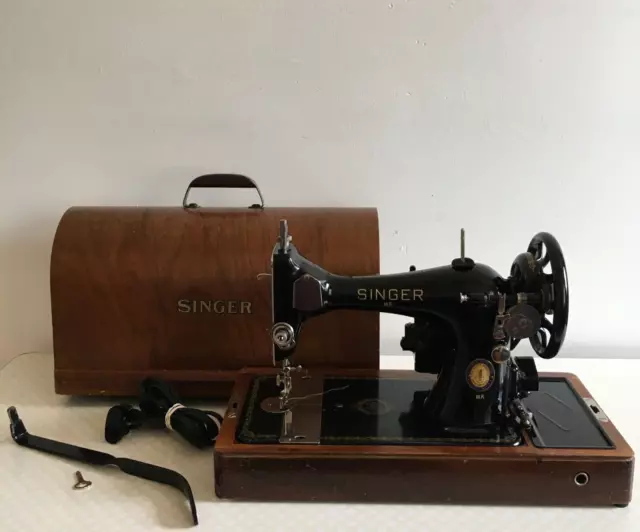 Centennial Singer Sewing Machine Model 128K with Bentwood Case & Knee Lever