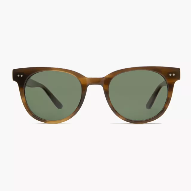 Retro Round Sunglass w/ Green Polarized lens Mocha Tort Frame - Darcy