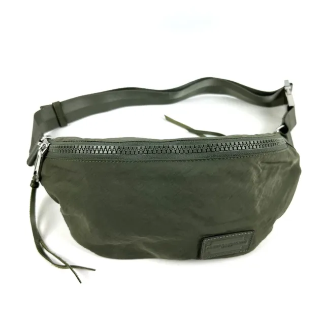 Rebecca Minkoff Belt Bag Army Green Nylon Handbag Sling Silver Hardware.