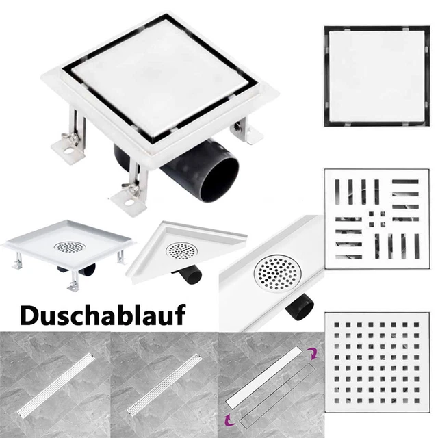 Walexo Bodenablauf Duschrinne – Edelstahl V2A, Befliesbar, 120x120 Mm, Inkl. Siphon & Sieb