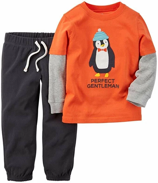 3 Months Infant Baby Boy's Carter's Pants & Long Sleeve Shirt Penguin