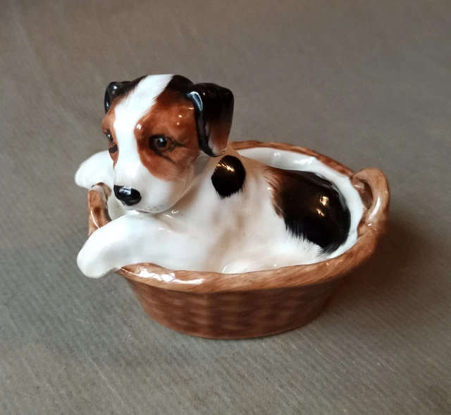 Figurine Ancienne Chien Caniche En Porcelaine Blanche - Décoration Art Déco Occasion