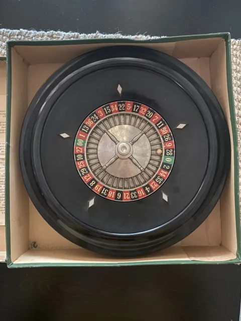 Vintage Rottsgame ROULETTE WHEEL, Ball, Felt Game Cloth, Game Cards, AP Games NY