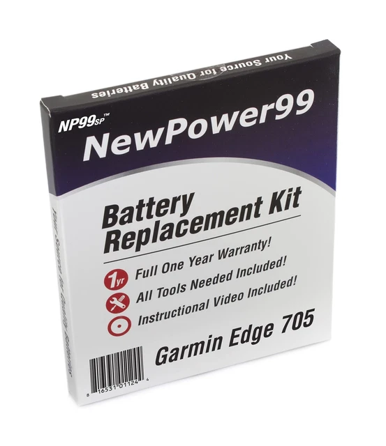 Battery Kit for Garmin Edge 705 with Tools, Video Instructions and Extended L...