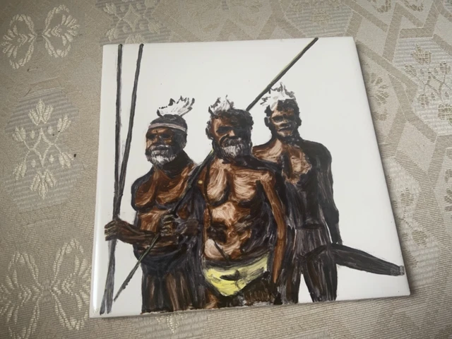 Vintage Tribe 6” Ceramic Wall Tile By Pilkington Hand Painted Rare Htf