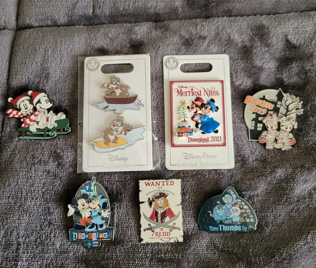 Disney Pins Lot of 7 Mickey,Minnie, Haunted Mansion,Red Pirate,Chip Dale 2018-21