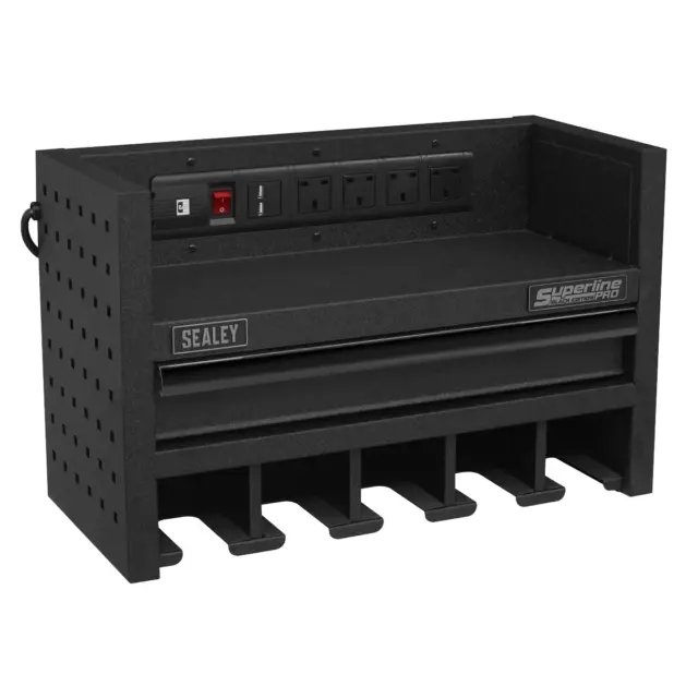 Sealey Power Tool Storage Rack with Drawer & Power Strip