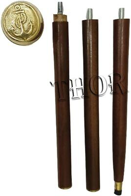 Nautical Brass Knob Handle Anchor Design Sticks in Wood Elegant Walking Cane 2