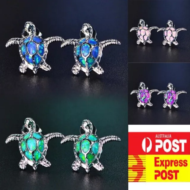 Cute Sea Turtle Ear ring Creative Lovely Animal Faux Fire Opal Earing Stud