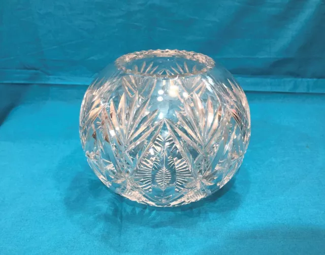 Boule à fleurs / vase en cristal taillé VAL SAINT LAMBERT 18 cm Modèle 128 TBE