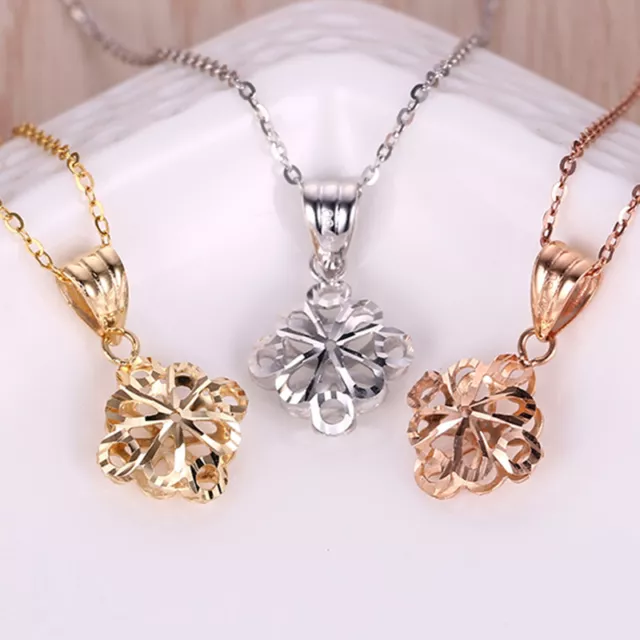 18K Yellow / Rose / White Gold Pendant Women Luck Bowknot Hollow Pendant