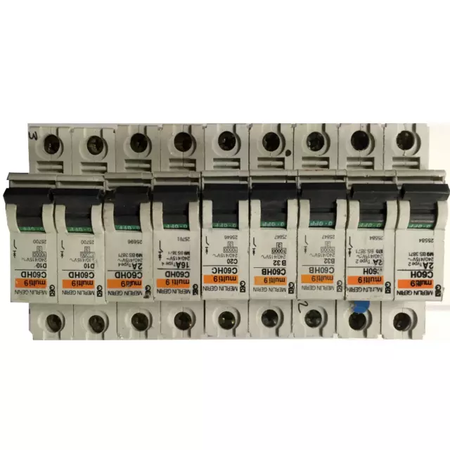 Merlin Gerin Multi 9 MCB Circuit Breakers - C60H, C60HB, C60HC, C60HD MCB - Used