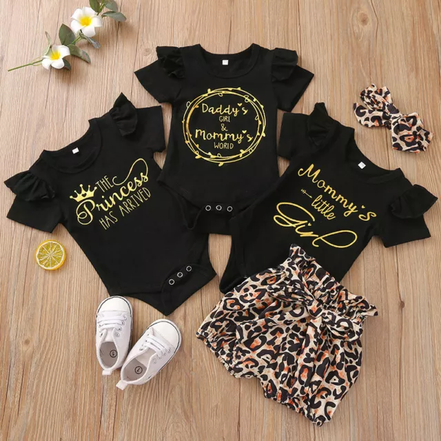 Newborn Kid Baby Girls Clothes Mommy's Little Girl Tops Ruffle Pants Outfits Set