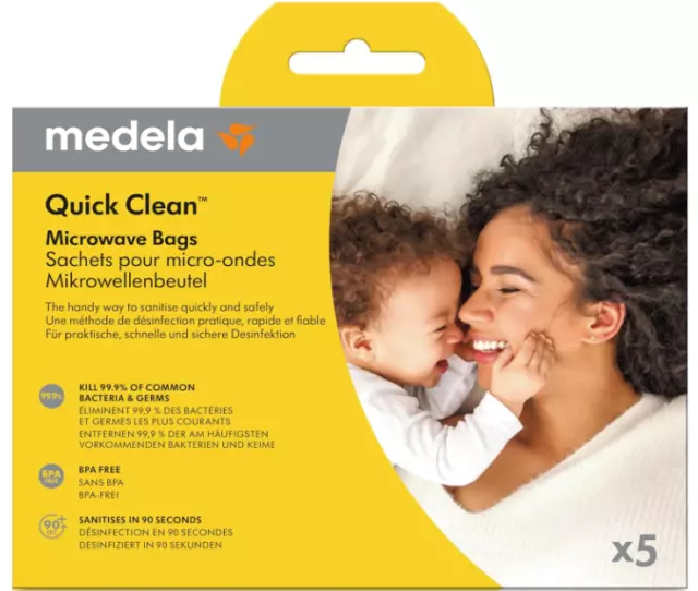 Medela Quick Clean Microwave Bags Sterilizing Kills 99.9% Bacteria 5 Pack 2