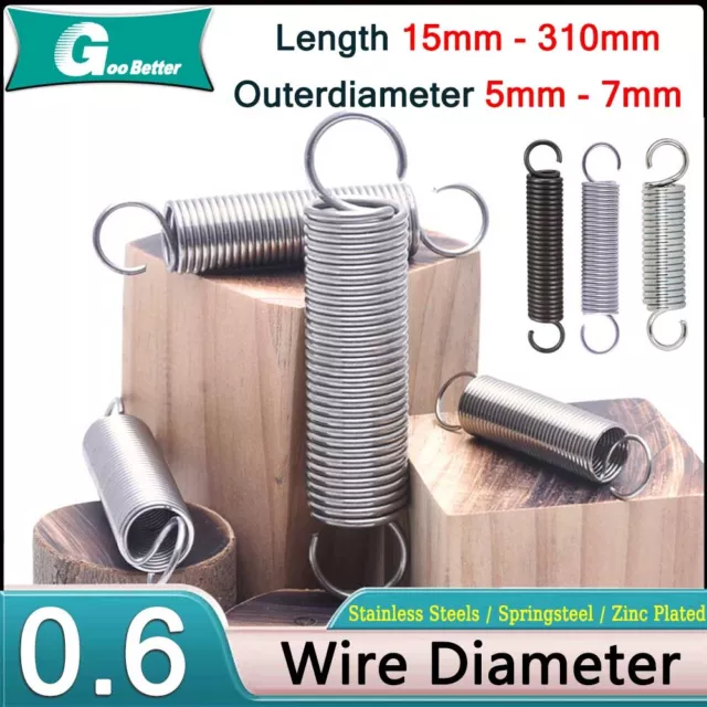 Expansion Spring 0.6 mm Wire Dia Tension Extension Expanding Extending Springs