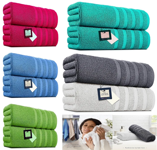 2x Extra Large Super Jumbo Bath Sheets 100% Cotton Large Size Bathroom Towels