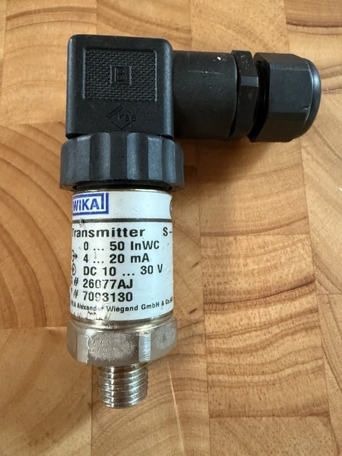 WIKA PRESSURE TRANSMITTER, 0-50 INWC, 4-20mA Output, 10-30VDC Input ...