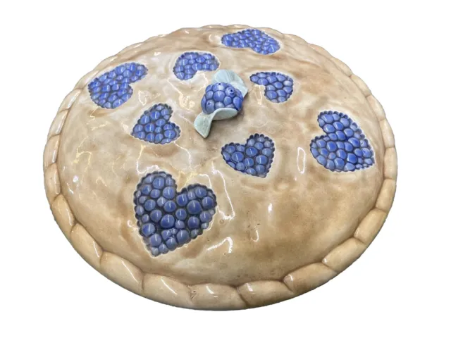 Ceramic Blueberry Pie Covered Dish 11” Pie Plate