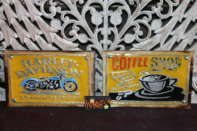 NEW Balinese Hand Crafted Nostalgic Signs - Pressed Metal/Wood Signs FREE POST