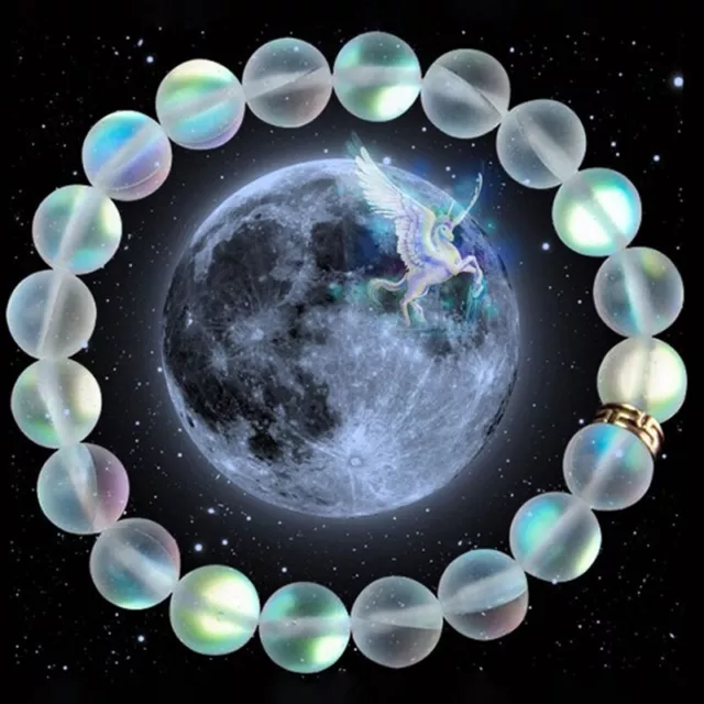 Mermaid Glass Crystal Moonstone Bracelets Multicolor Matte Shining Stone Bea~m'