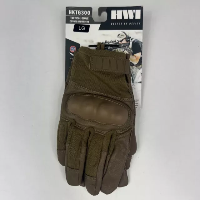 HWI Large NWT Hard Knuckle FR Tactical Gloves COYOTE BROWN HKTG300 Cut Resistant