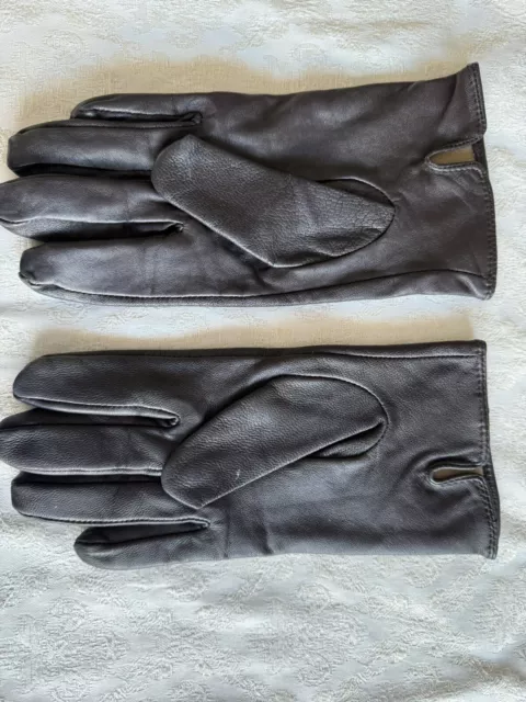 Vintage Leather Gloves Brown Soft Delicate Silk Lining