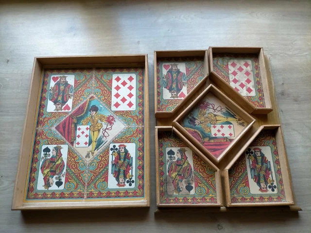 Jeu Du Nain Jaune Ancien Boîte Bois MFR - Cartes Et Jetons Vintage - Fabrication Française