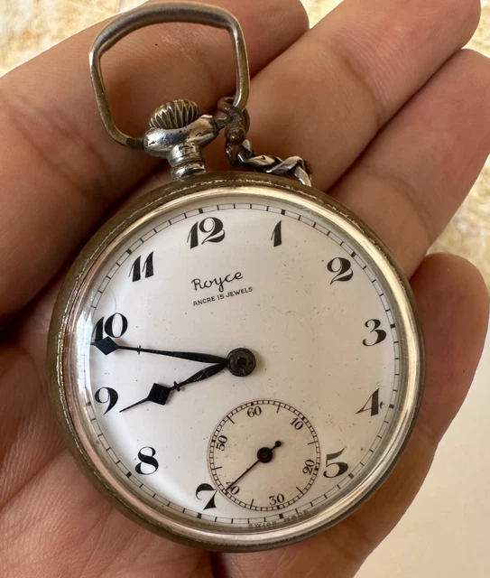 Grande Montre De Poche Suisse 8 Jours Mécanique 21 Rubis - Montre Voyage Vintage
