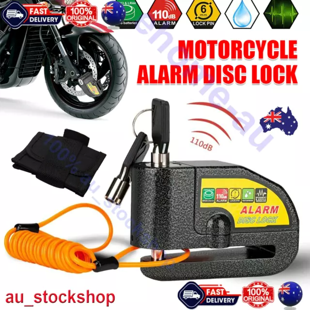 Motorcycle Alarm Disc Lock Brake Handlebar Throttle Grip Lock Bike Security AU