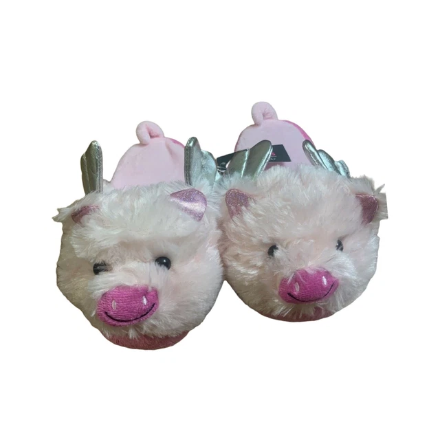 Girls Must Haves Bobbie & Brooks Pink Pigs Angels Slippers Size M(13-1) Kids