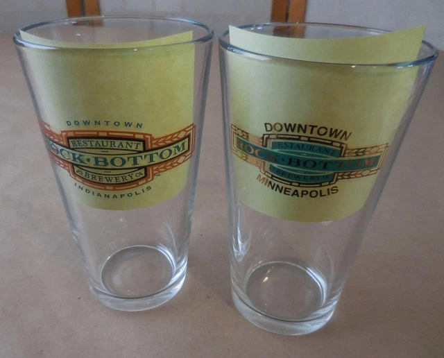 (2) Rock Bottom Brewery Pint Beer Glasses - Downtown Indianapolis & Minneapolis