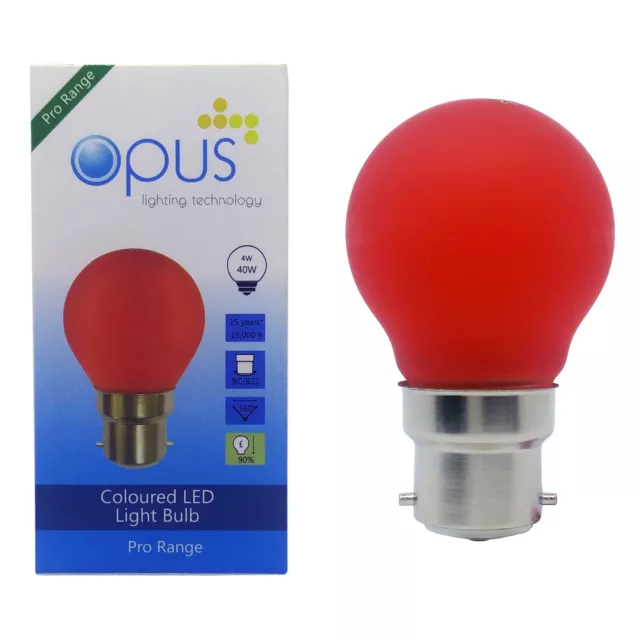 Opus 4 watt Golfball LED BC B22 Bayonet Cap Red Light Bulb