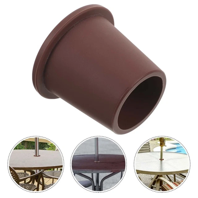 2 Pcs Cale Cône Parapluie Table Silicone – Stabilisateur Anti-Frottement & Anti-Vent – Adaptateur Trou 5,1-6,4 Cm – Marron Naturel