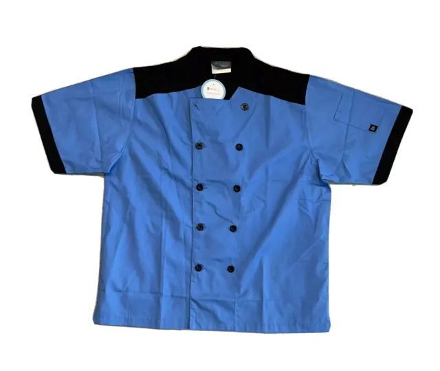 New Cook Cool by Happy Chef Shirt Top Unisex Button Up Left or Right Large Blue