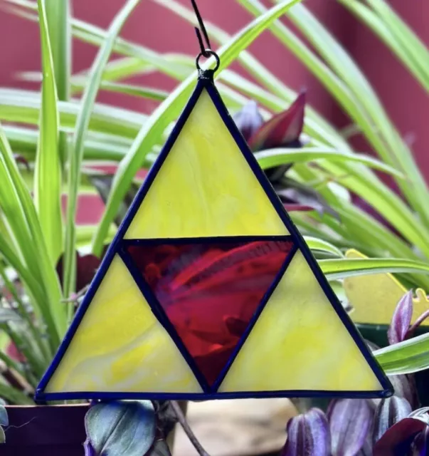 Stained Glass Triforce Sun Catcher, Handmade Real Stained Glass, Art Glass