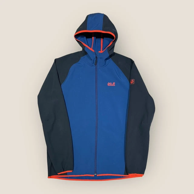 MENS BLUE JACK Wolfskin Stormlock Soft Shell Hooded Jacket Size