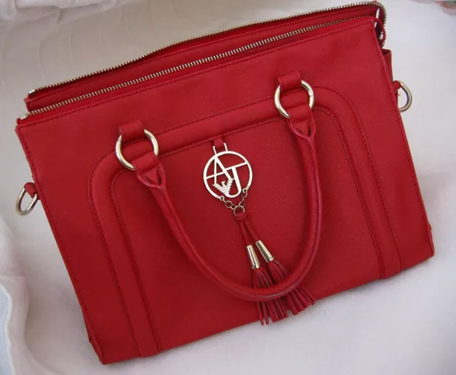 Armani Jeans Patent Tote Shopper Bag with Large AJ Logo Red - Ladies from  DesignerWear2U UK