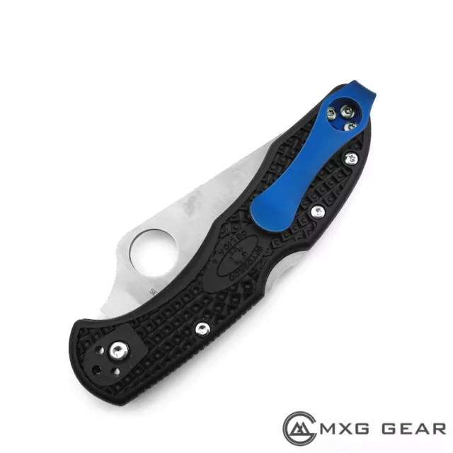 Clip de poche à transport profond bleu titane fabriqué pour couteau Spyderco Delica 4 2