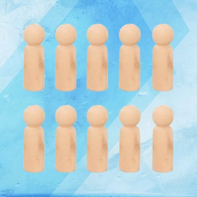 10 piezas Juguetes Muñecas Figuras Familiares de Madera en Blanco Arce Sin Acabar Artesanía Estaca