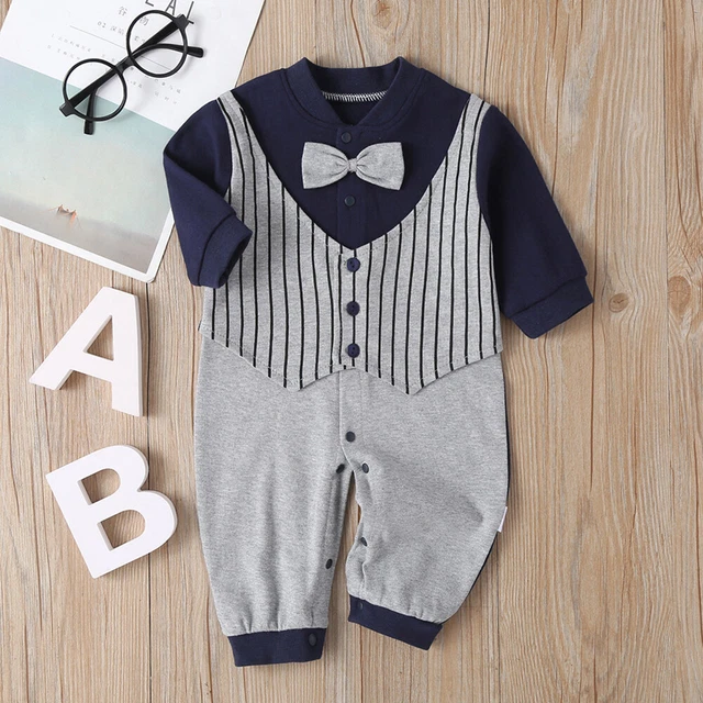 Abiti da gentiluomo neonati bambini maniche lunghe tute vestiti body 7